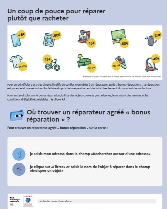 Bonus réparation pour réparer à moindre coûts